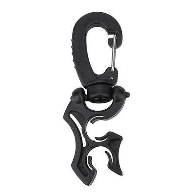 1Pc Outdoor Scuba Diving Double BCD Low Pressure Hose Clip Holder with Snap Hook Buckle(Black)