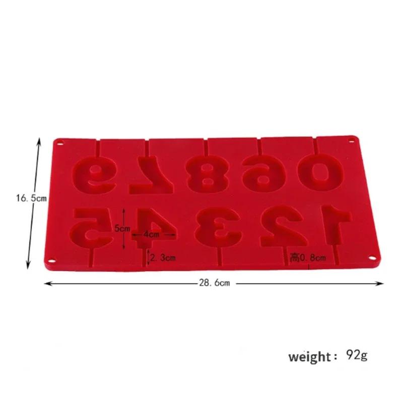 0-9 Number Silicone Lollipop Mold Ice Candy Chocolate Moulds Baking Tool Cake Jelly Candy Mold with Sticks Party Decoration