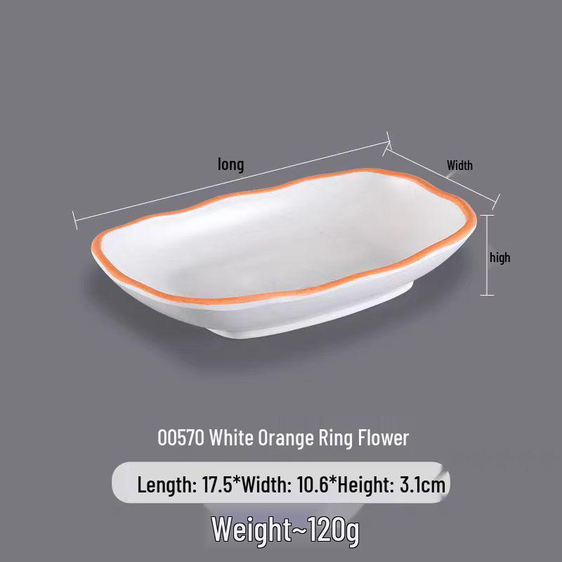 Melamine Rectangular Dinner Plate for Hot Pot, BBQ, and Cold Dishes - Porcelain-Look Restaurant Plate.