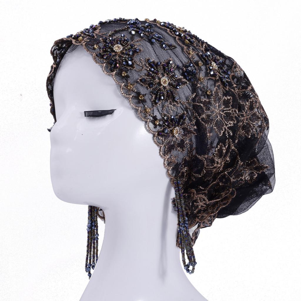 Женский этнический кружевной платок ручной работы с кисточками для фестивалей и праздников Black