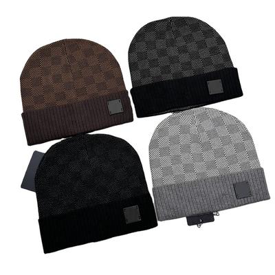 Luxuriöse Designer Winter Outdoor Warme Skimütze Amerikanisches Kalt Gestrickt Langlebig Gemeinsames Karomuster Spandex/Baumwolle Unisex Kalt