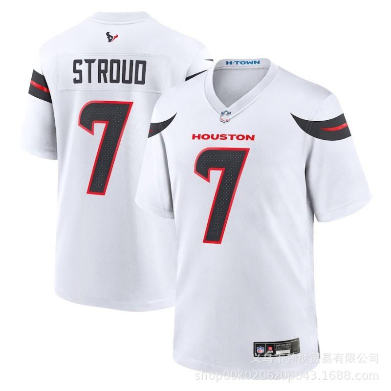Mens NFL Houston Texans C.J. Stroud 7 Embroidered Replica Jersey Short Sleeve Cotton Blend V-Neck Sports Fan Apparel