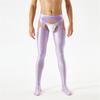 Sexy Men Candy Color Shiny Pencil Pants Sheer See Through Sexy Tight Smooth Elastic Fitness Hollow Out Gym Pants Open Crotch