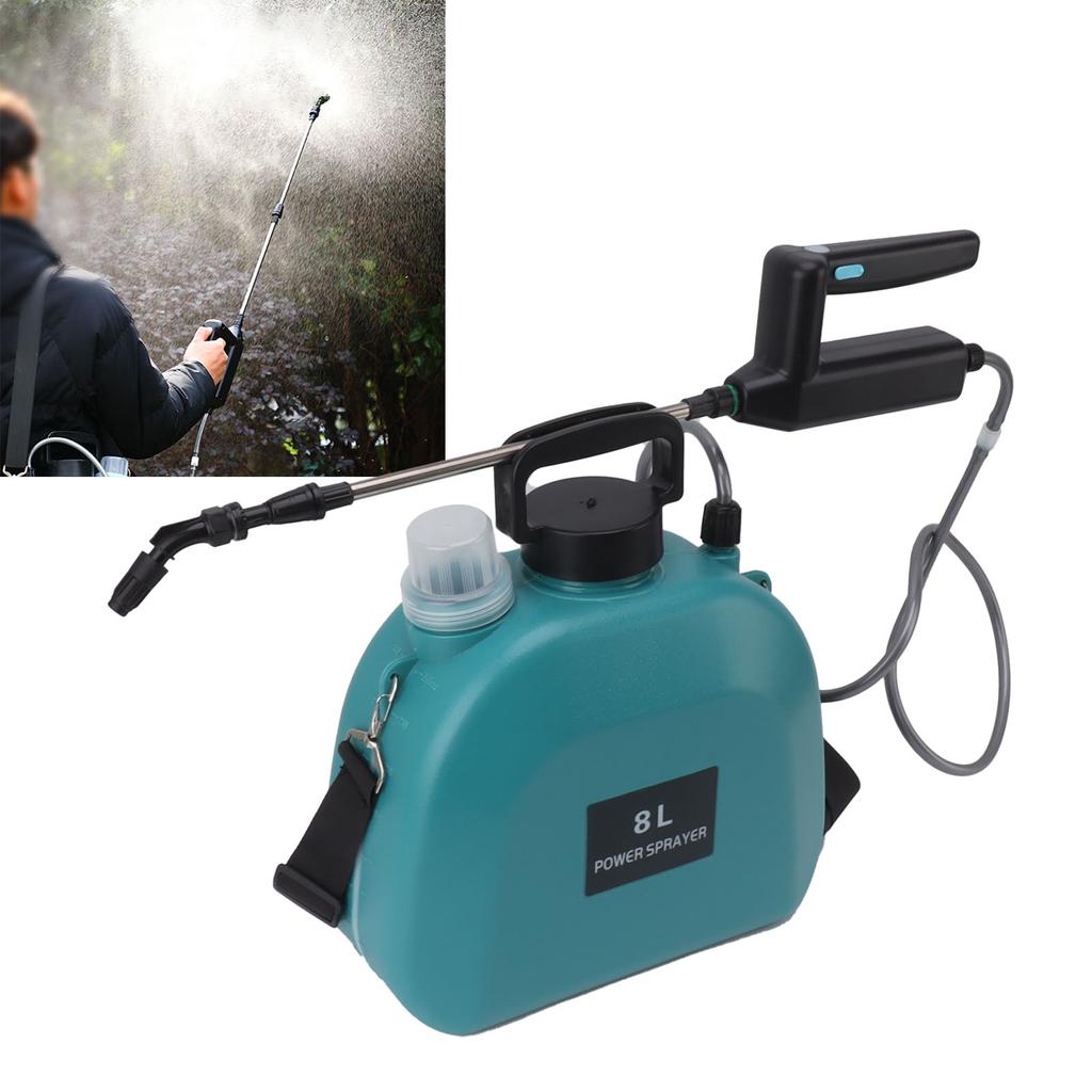 8L Elektrisk Spruta Halkfri Handtag 2000mAh Batteridriven Spruta med Axelrem för Hushåll