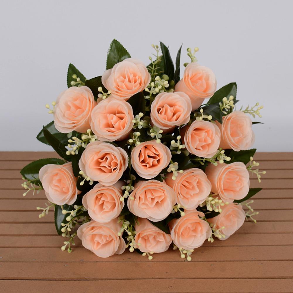 18 Heads Real Happy Flower Mini 10 Colors Natural Simulated Rose Photography Photo Gift Rose Flowers Decorative Home Decorative