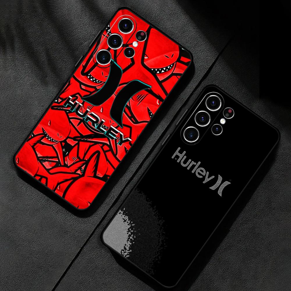 Hot Brand Hurley Phone Case For Samsung Galaxy S26 S25 S24 S23 S22 S21 S20 Plus Ultra Limited Soft Black