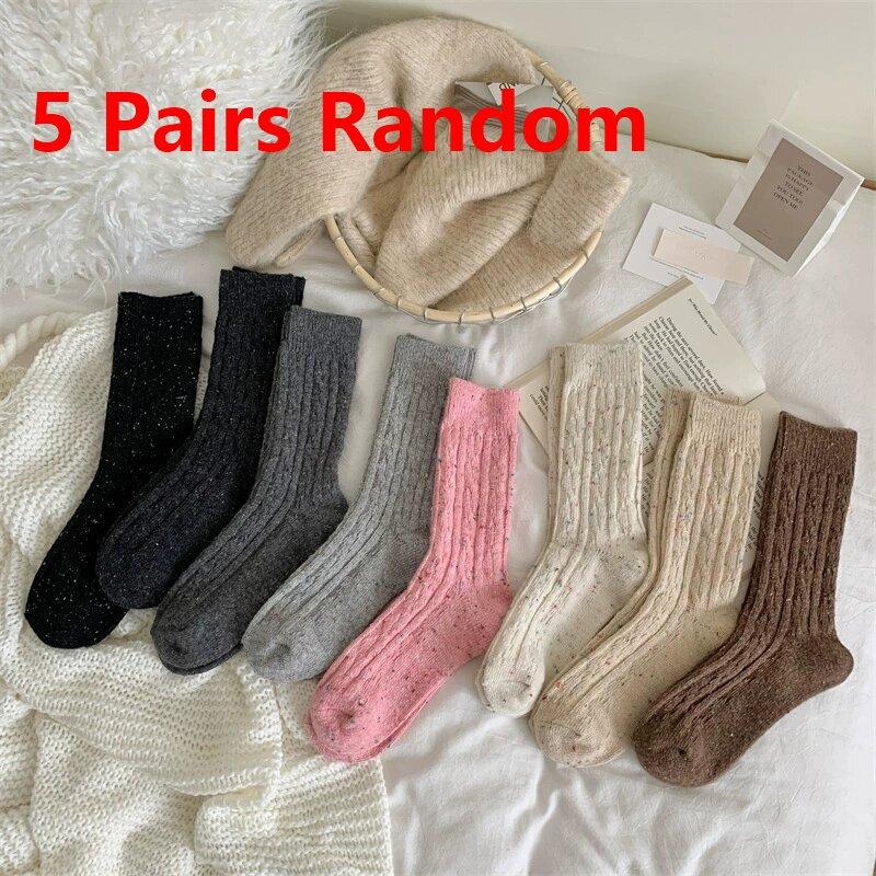 Damen Wintersocken Neuheit Mode Japanischer Stil Lässige Kniestrümpfe Warm Gestreift Herbst Einfache Wollsocken für Mädchen Trendig