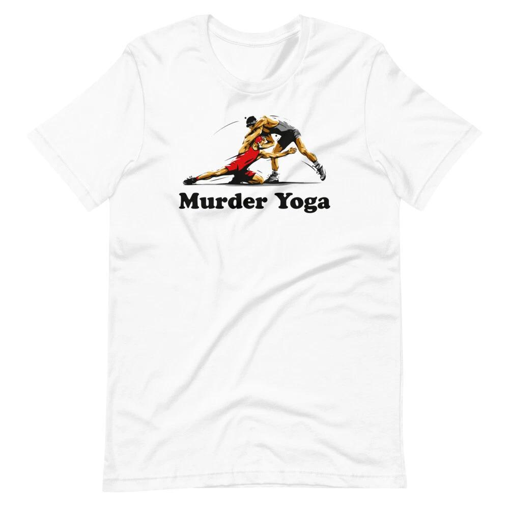 MURDER YOGA Wrestling Funny Graphic Tee Short-Sleeve Unisex T-Shirt L