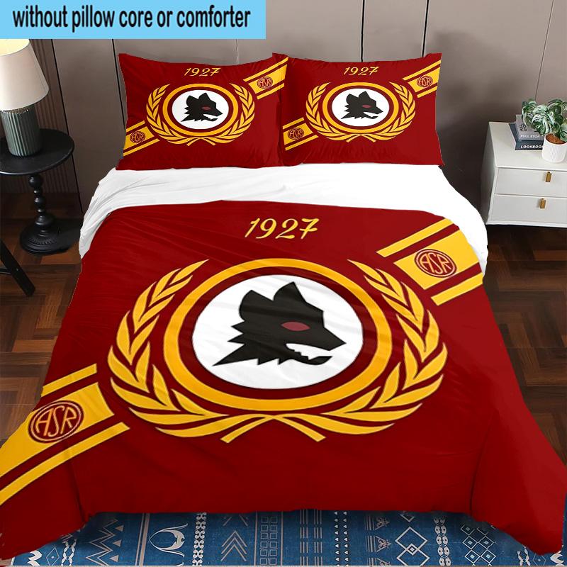 Roma Football Club Emblem 3PCS Bedding set,Ideal for1pc Duvet Cover And 2pcs Pillowcases Perfect for Christmas gift,Ideal for Bedroom, Dormitory