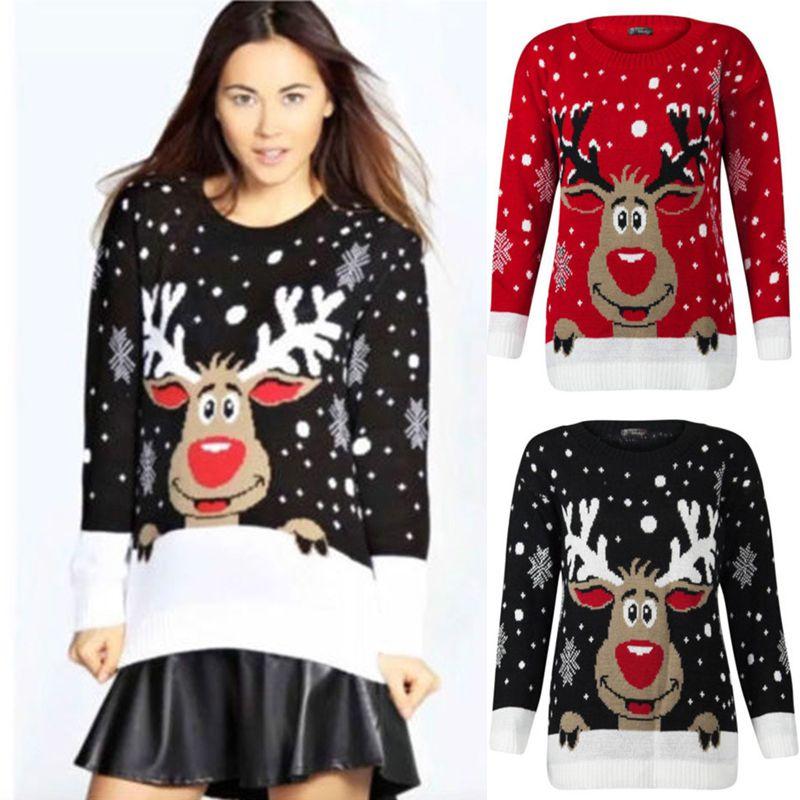 Unisex Men Women Christmas O-neck Knitted Sweater Cozy Retro Jumper Knitwear For Festive Days
