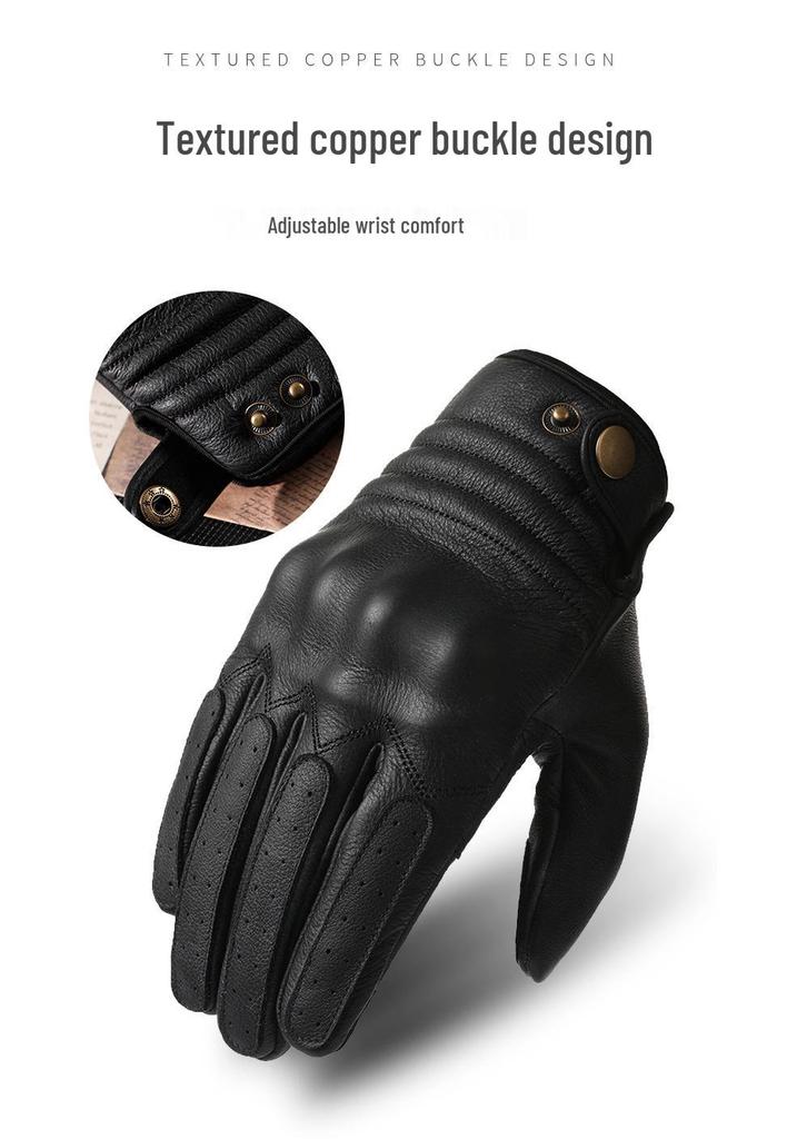 Men's Harley Retro Cowhide Windproof Motorcycle Gloves, Protective and Anti-fall for All Seasons Outdoor Riding.