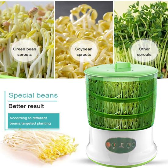 1 Set Bean Sprout Machine Automatic Soaking Rapid Germination Short Cycle US Plug Bean Sprouting Bucket Home Supply