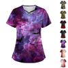 Women's Short Sleeve Stagger V Neck  Print Pocket Dry-nurse Top