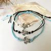 ZRM Fashion Vintage Sea Turtle Anklet Bracelet Dual Use 3 Colors Hand Made Anklet Beach Leather Rope Anklet Jewelry