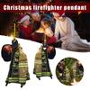 Decorated Firefighter Fireman Pendant Custom Ring Star Wooden Ornament Country Christmas Ornament Home Ornament Souvenir 2024
