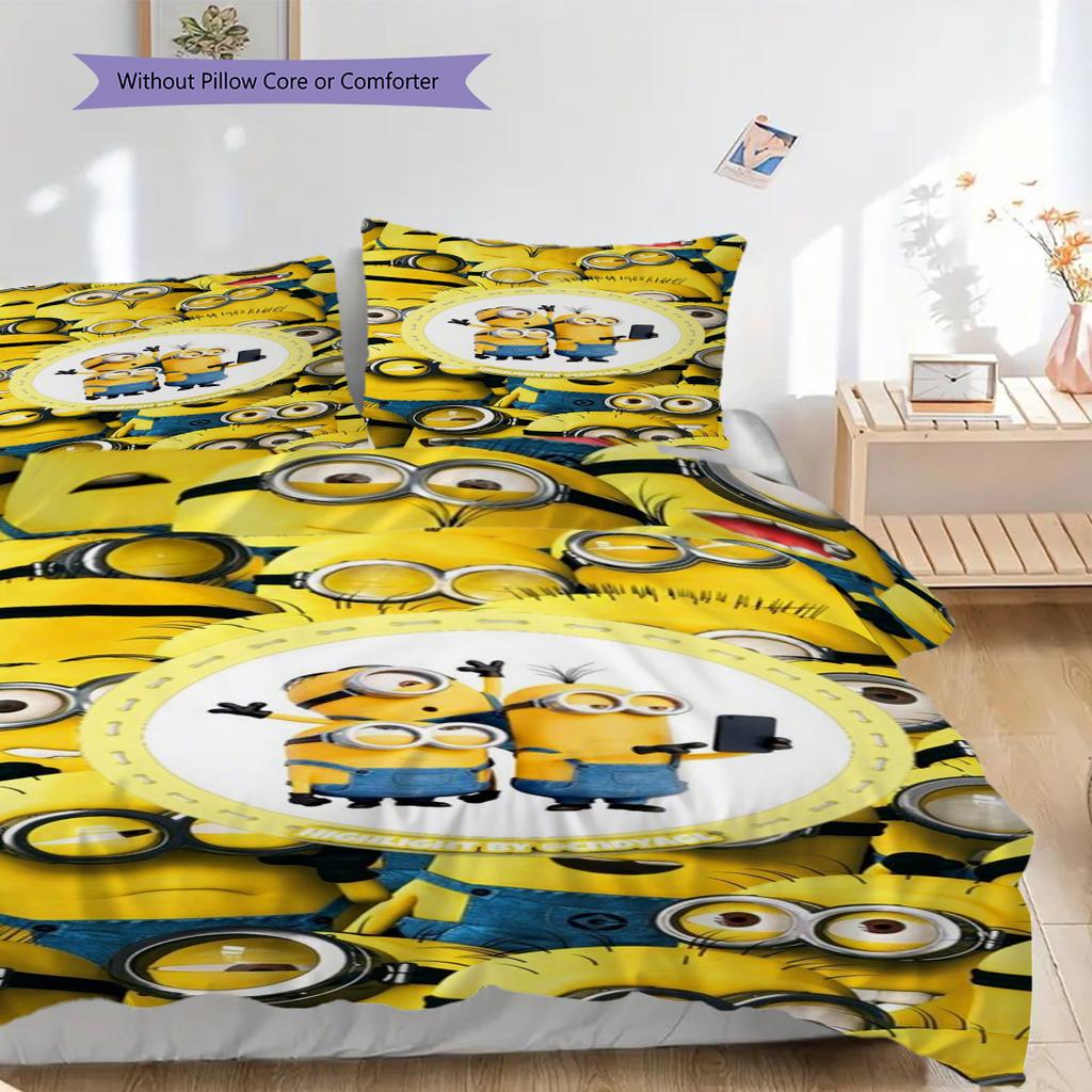 Despicable Minions Phone Case Threepiece Set 1 Duvet Cover 2 Pillowcase Without Core Duvet Cover And Pillowcase Christmas Birthday Gift