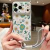 Cartoon Daisies Flower Pattern Leather Lanyard Case For iPhone 18 Pro Max Hybrid TPU+PU Anti-skid Soft Cover For iPhone 17 16 15 14 13 Pro Max