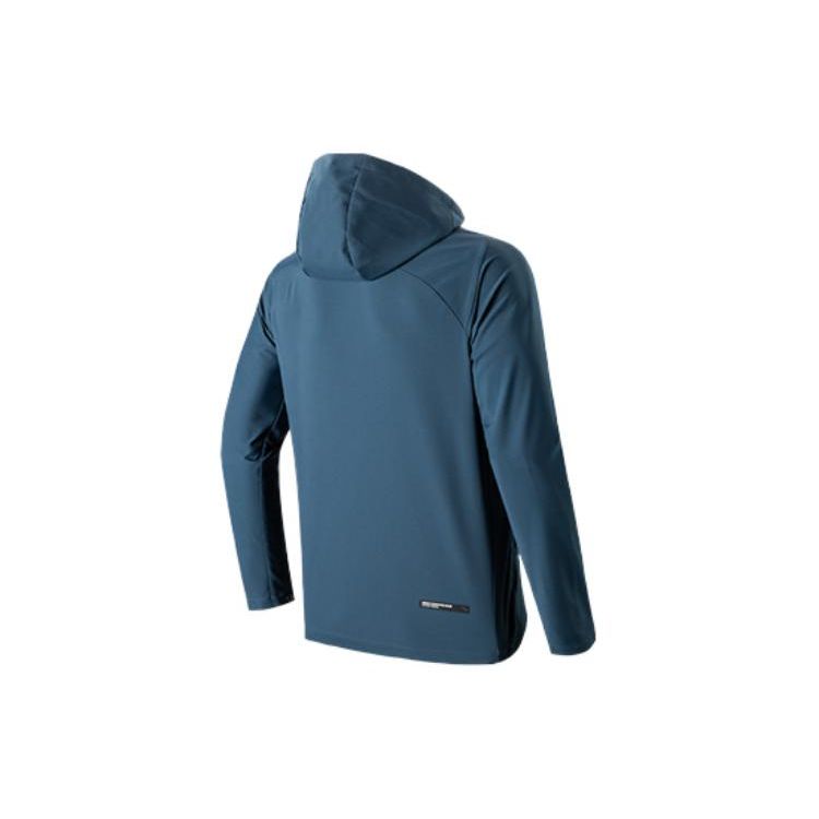 Anta Solid Color Logo Casual Sports Hooded Windbreaker Men Outerwear Blue 952217601-2