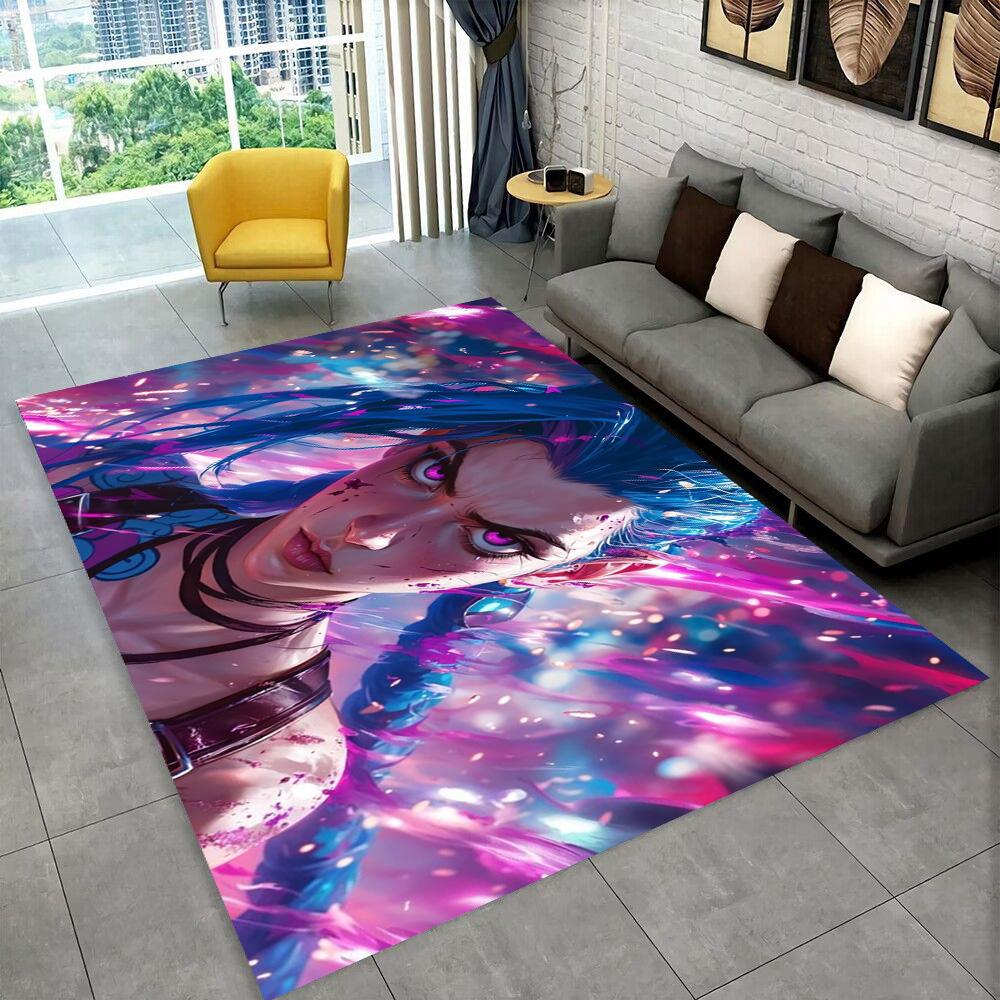 3D LOL League of Legends Jinx Game Gift Carpet Rug for Living Room Bedroom Home Sofa Decoration,kids Play Non-slip Floor Mat