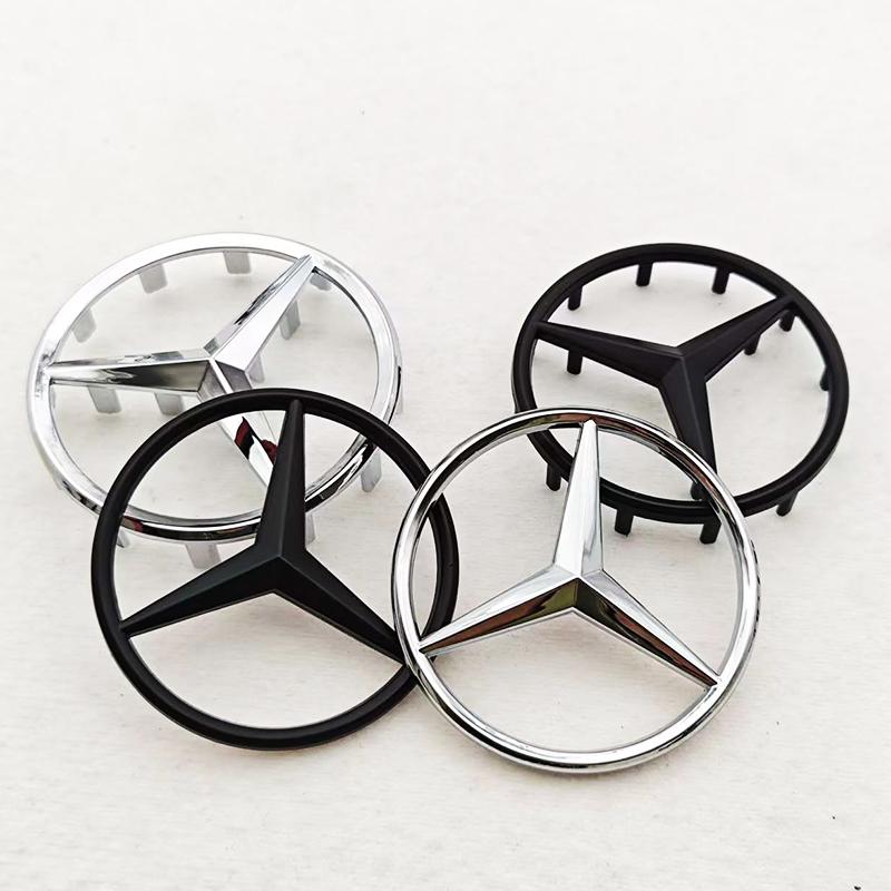 52mm 58mm ABS Chrome Black Star Logo Mercedes Steering Wheel Logo Sticker For Mercedes Benz C E S Class W204 Emblem Accessories