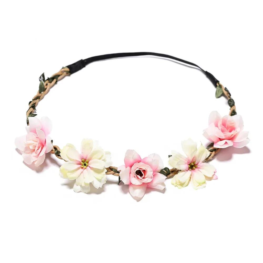 Fashion Women Floral Garlands Headband Bride Wedding Hair Accessories Wreath Flower Crown Girl Headdress Girls Hair Bands