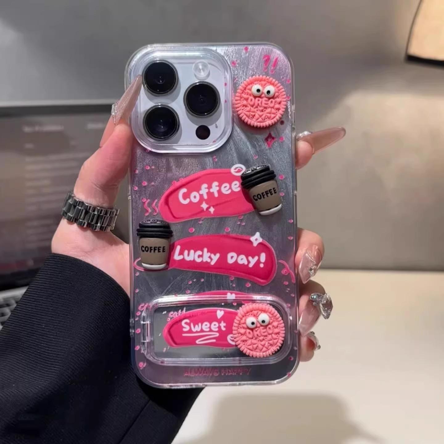 

Lucky Coffee for Apple 16promax Cartoon for IPhone15plus Mobile Phone Case New 14pro Advanced For Apple 6