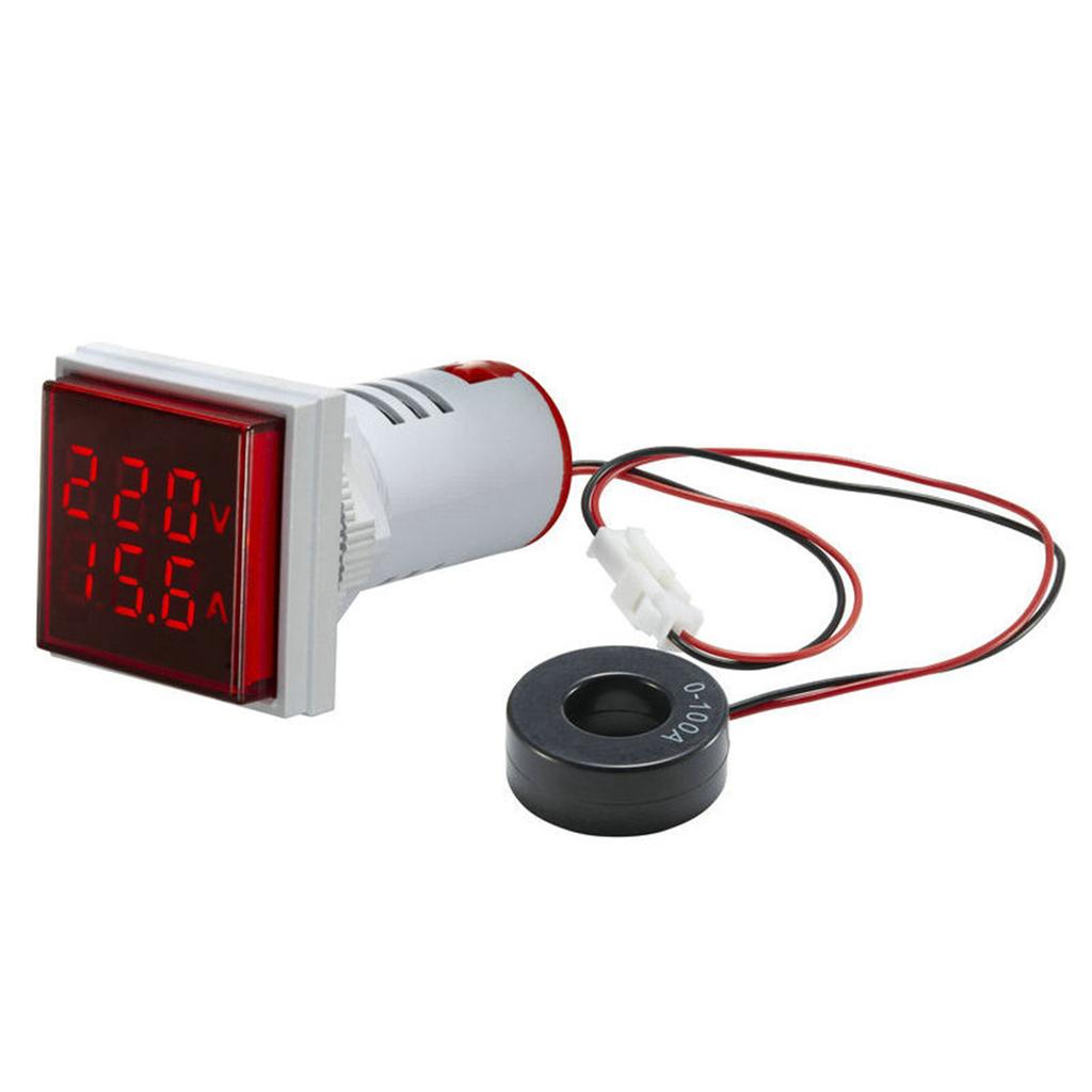Digital AC Ammeter Voltmeter Frequency Meter Square Tube Screen Voltage With Transformer 22mm Current Tester Gauge