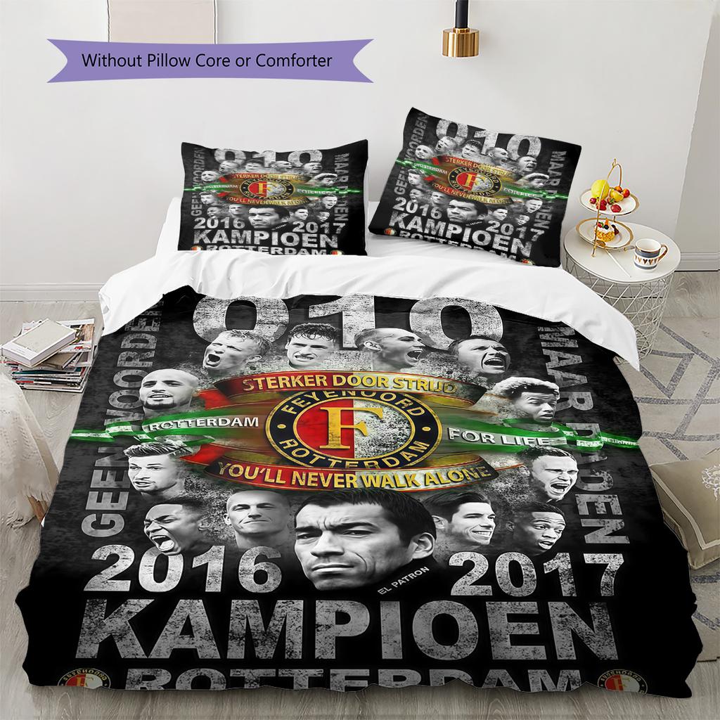 Feyenoord Rotterdam  Pattern Bedding Quilt Set Quilt Cover Pillowcase Home Decoration Birthday Gift (1 * Duvet Cover + 2 * Pillowcase, Without Core)