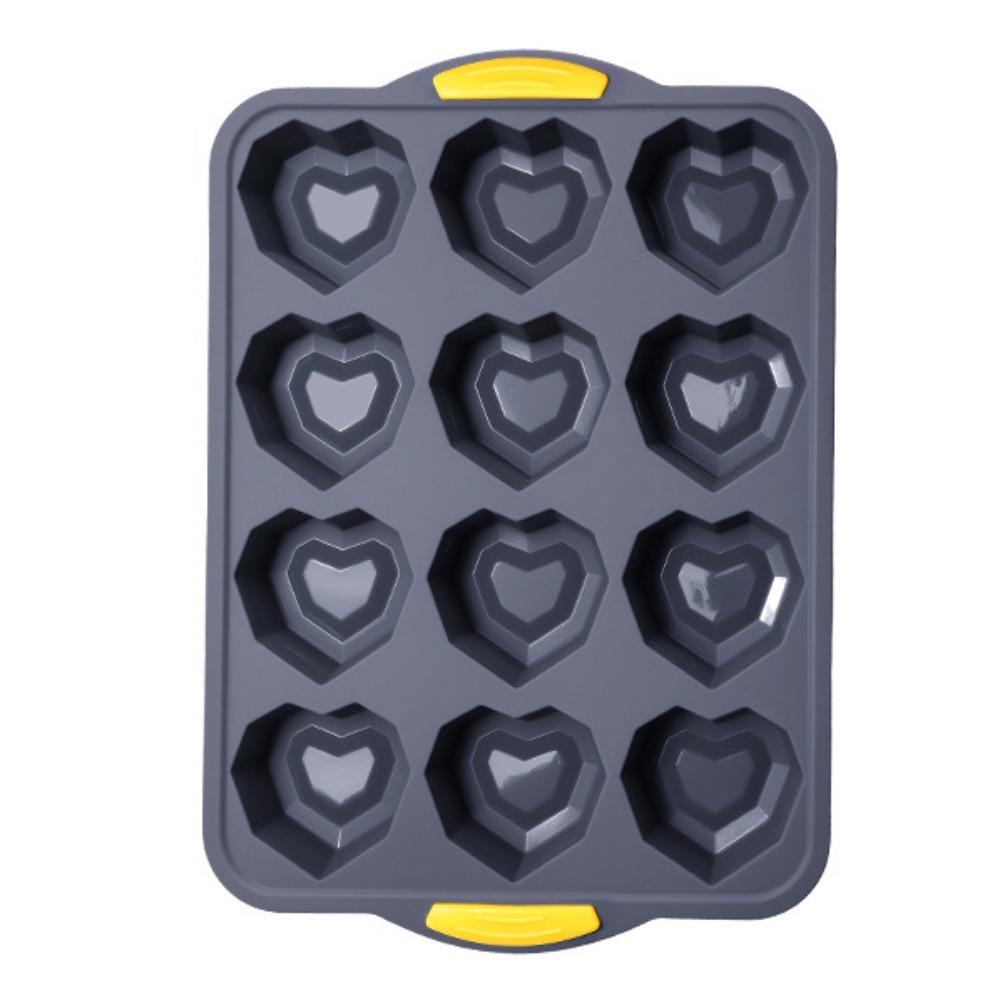 12-Cavity Silicone Cake Mold Non-stick Pudding Jelly Mold Flexible Chocolate Mold  Valentine Gift