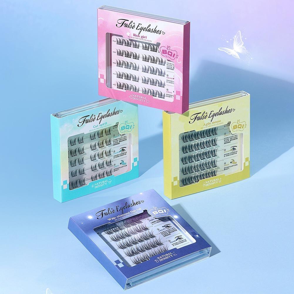 Falsche Wimpern ohne Kleber, natürlich aussehende falsche Wimpern, 3D-falsche Wimpern ohne Klebstoff, schwarze Wimpern mit starker Haftung in 1 Sekunde