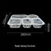 Disposable 5-Compartment Takeaway Meal Boxes