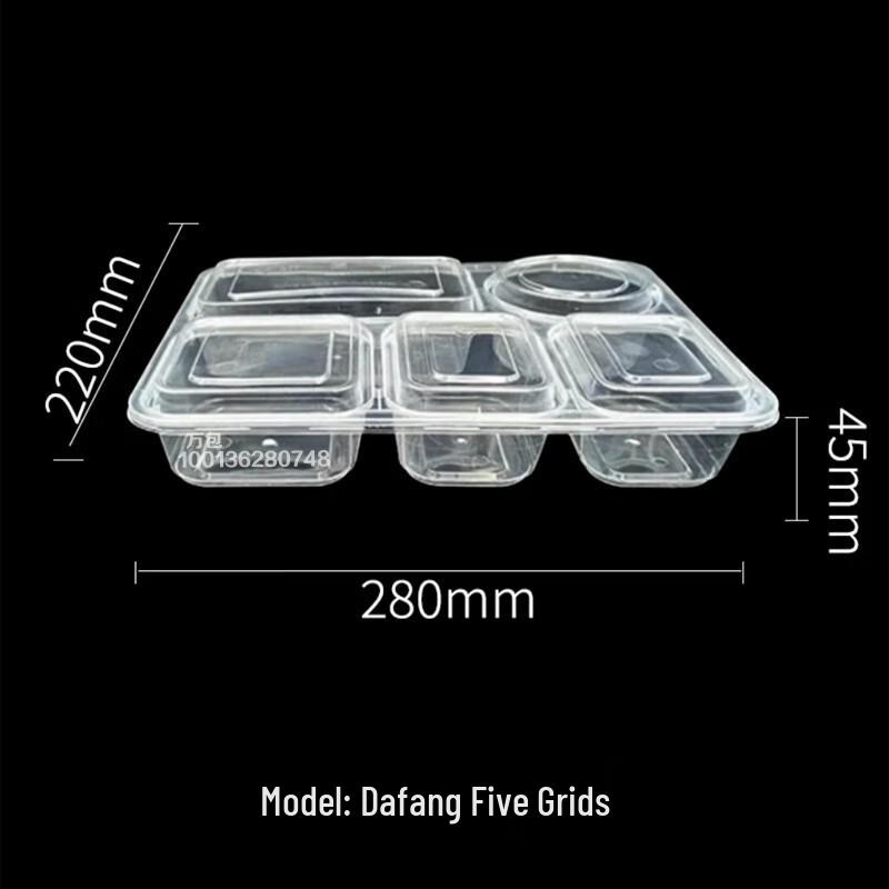 Disposable 5-Compartment Takeaway Meal Boxes