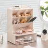 Desktop Storage Box Multi Compartments Pencil Sundry Holder with Drawer Plastic Stationery
