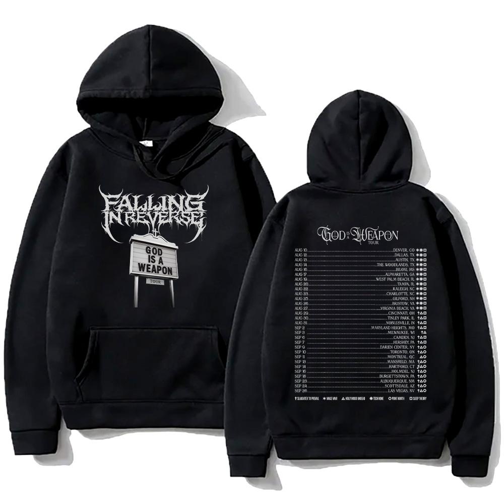 Falling In Reverse God Is A Weapon Tour 2025 Hoodies Men Women Gothic Casual Oversized Sweatshirt Vintage Aesthetic Trends Hoody