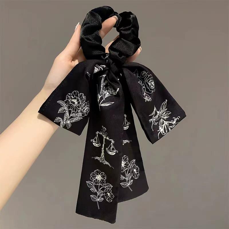 Silk Scarf Headband French Braided Hair Ribbon Versatile Ponytail Streamer Headgear Bag Decoration
