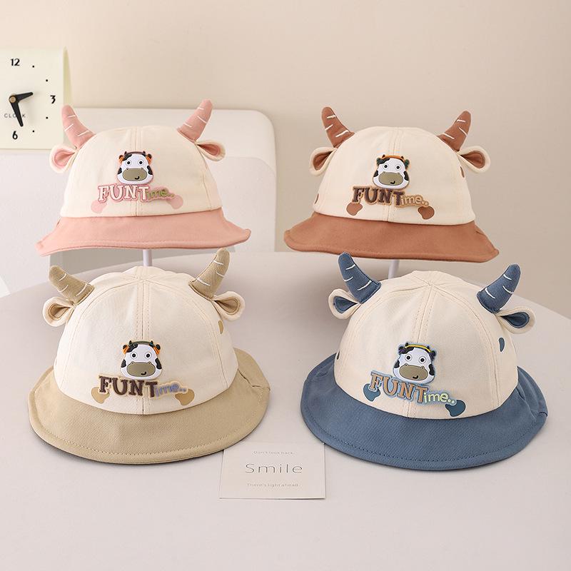Spring 2026 Cartoon Cow Baby Bucket Hat - Adorable Sun Protection for Boys & Girls