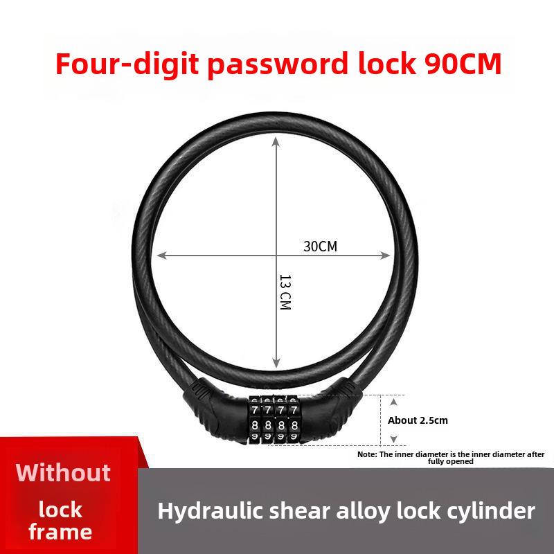 Přenosný zámek s heslem proti krádeži pro kola a elektromobily - silné ocelové lano