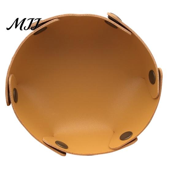 Home Office Storage Solution PU Leather Folding Tray, Waterproof Portable Jewelry Dish, Trinket Dish Retro Rivet Desktop Organizer Tray for