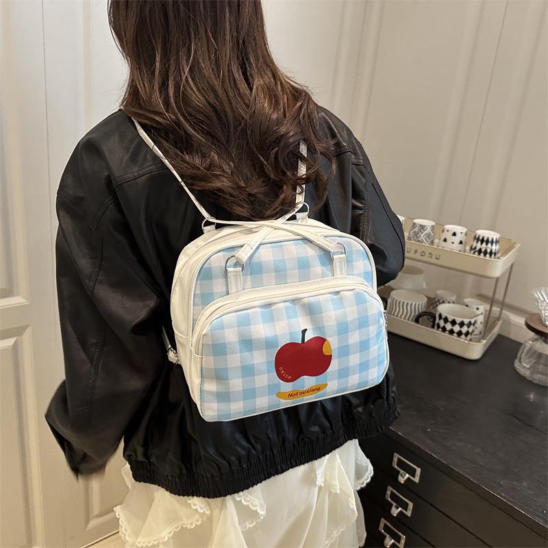 Schoolbag College Style Uniform Bag Girl Shoulder Double Back Dual Purpose Bag Student Party School Bag Sweet Apple Portable Shoulder Bag Tide