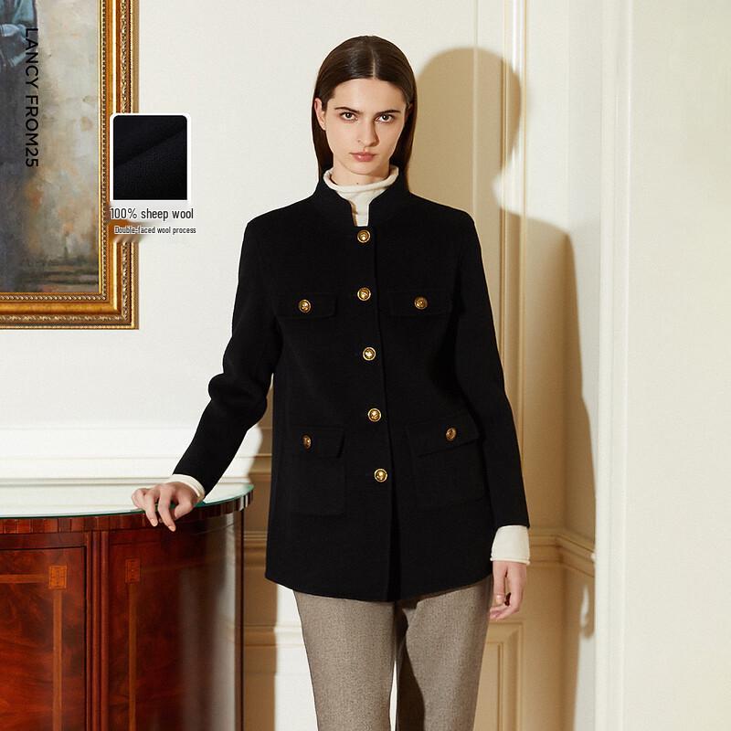 

Langzi Wool Stand Collar Double-Faced Woolen Coat M