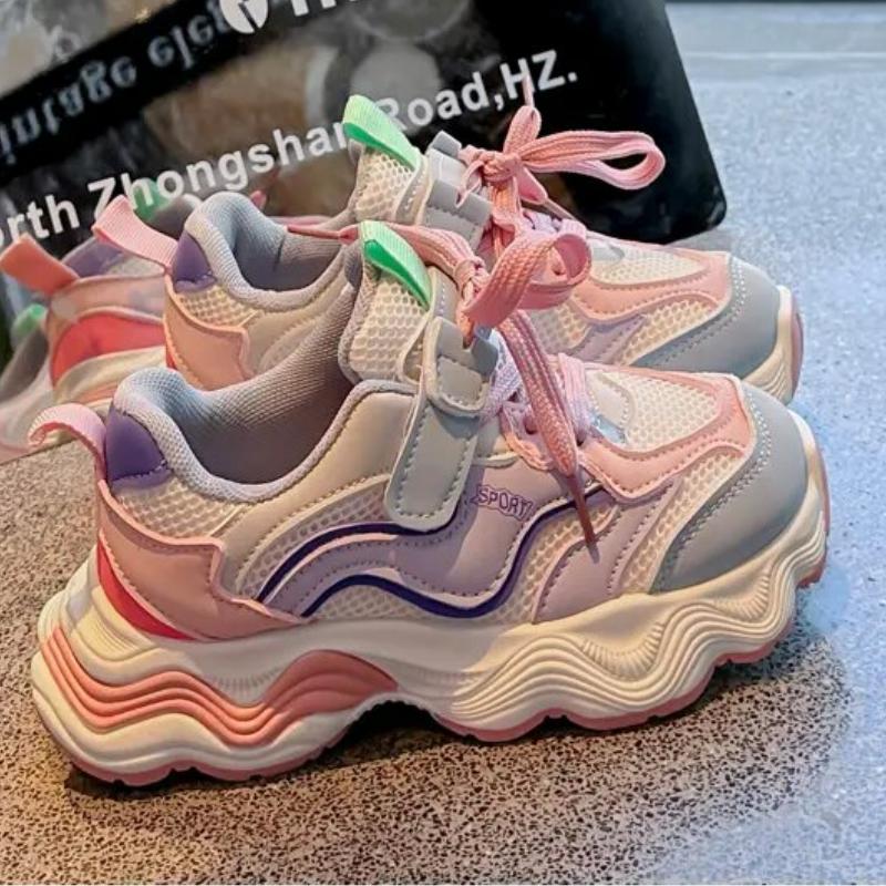 

Детские трендовые удобные кроссовки для бега на мягкой подошве, студенческие модные повседневные дышащие спортивные кроссовки для мальчиков и девочек 26 розовый