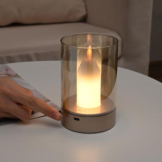 Yousheng LED Night Light with Gesture Control Soft Glow Flicker Free Motion Sensor Technology Bedside Lamp Simulation Candle Decor