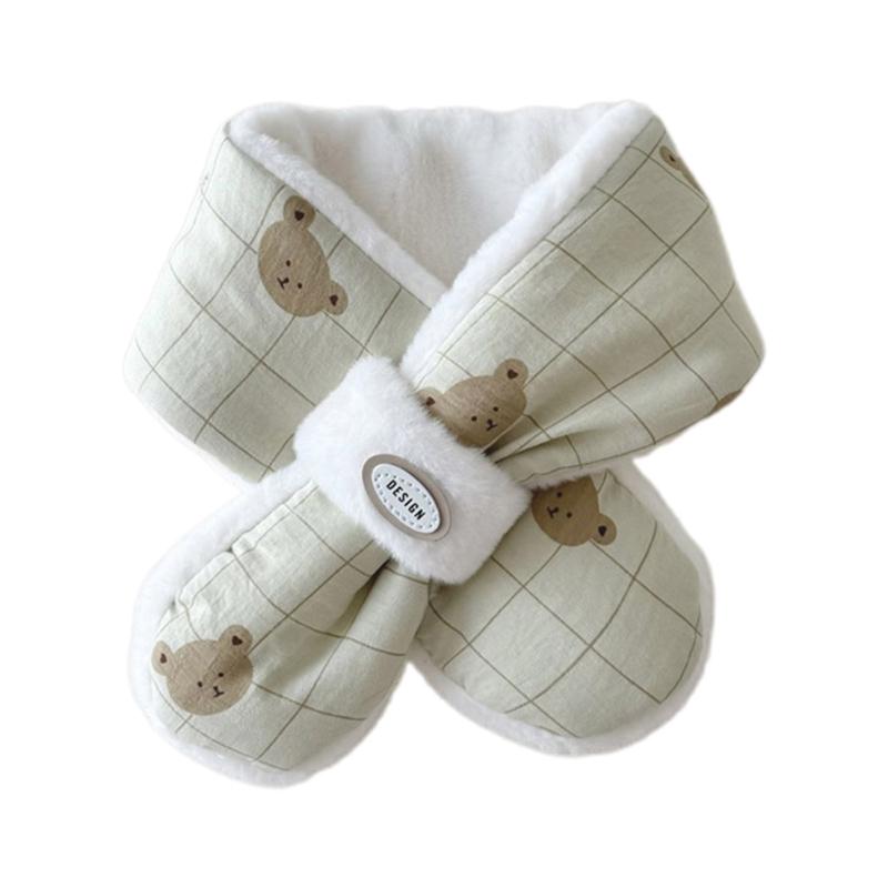 Children's Scarf Autumn/Winter 2024 Cartoon Bear Neckerchief Stylish Thickened Baby Warm Neck Scarf Trendy Neckwear