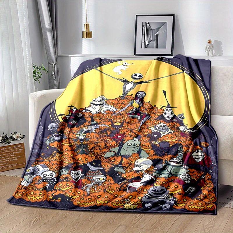 1pc, Cozy Halloween Home Decor: Jack Skellington & Friends Flannel Blanket, Perfect Gift for Bedroom, Living Room, Travel, Camping, Car, Beach, Office