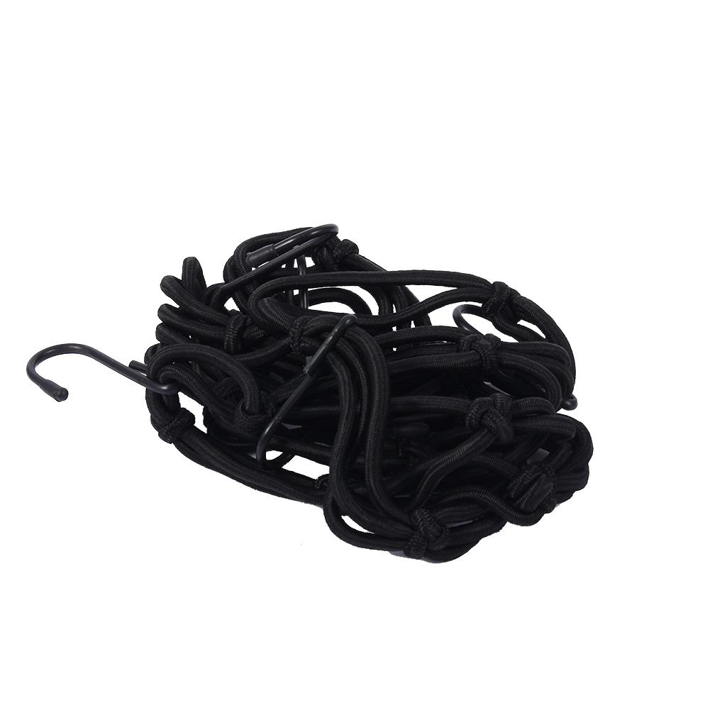 Motorbike Motorcycle Helmet Bungee Luggage Cargo 6 Hooks Black Net Hold Down
