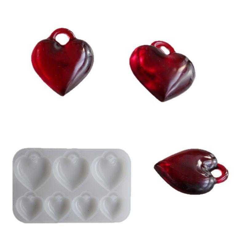 Valentine's Day Three-dimensional Big Heart Pendant Mould Pendant Mirror Drip Handmade Moulds