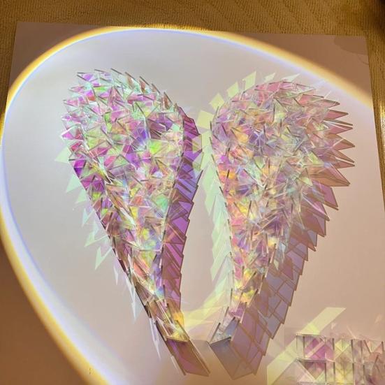 Iridescent Acrylic Squares 0.8'' x 0.8''/1.2" x 1.2" Mini Rainbow Holographic Acrylic Sheets Set Double-Sided Holo Tiles for DIY Crafts Light Shadow