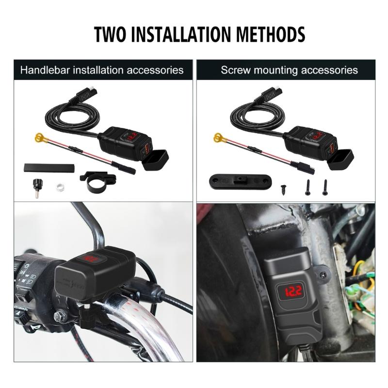 Motorcycle-Charging Socket USB Outlet DC12-24V 30W PD USB-C 18W QC3.0 Power Outlet Dustproof Phone Charger-for Motocross