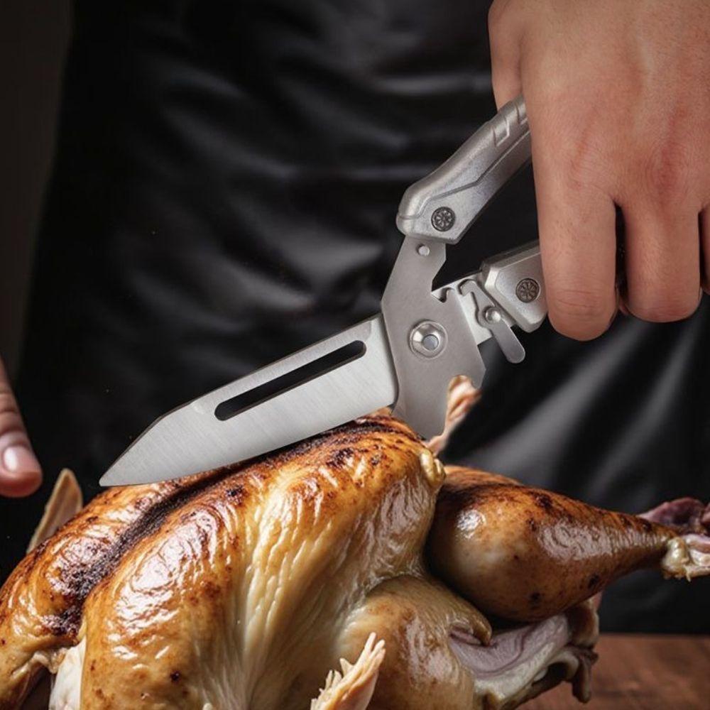 with Safety Buckle Kitchen Scissor Stainless Steel Barbecue Scissor Chicken Bone Scissor Fruit