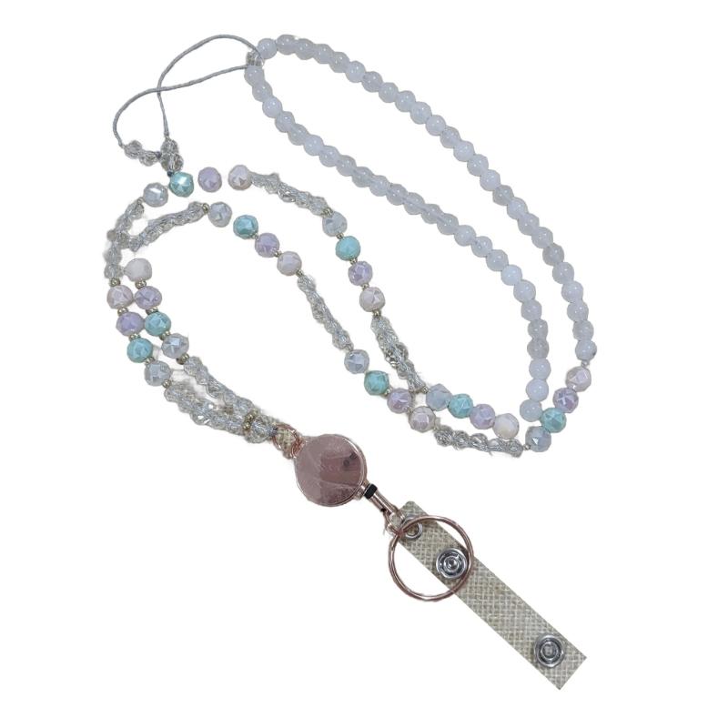 Retractable Lanyard Necklace Natural Stone lBeads Lanyard Keychain Lanyard Eyeglass Holder Lanyard